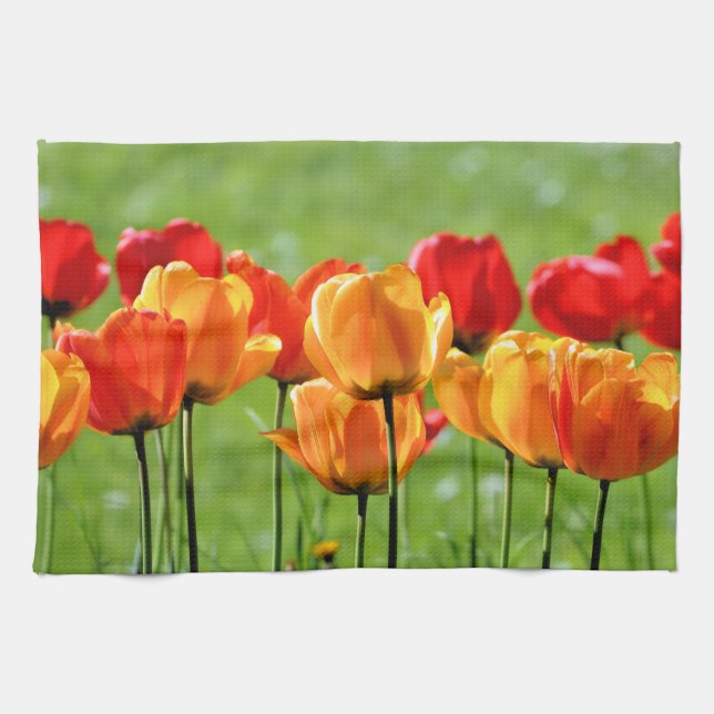 Yellow And Red Tulips Kitchen Towel (Horizontal)