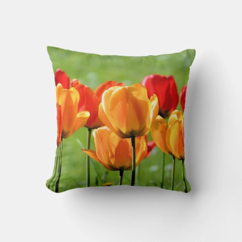 Yellow And Red Tulips Throw Pillow