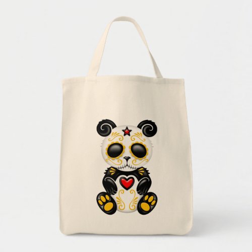 Yellow and Red Zombie Sugar Panda Bear Tote Bag