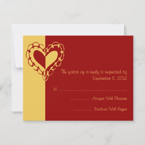 Yellow and RedHeart Wedding RSVP