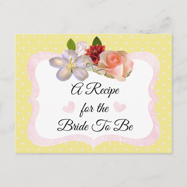 Yellow and Rose Gold Blush Pink Recipe Card (Front)