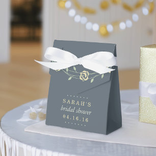 Yellow and Sage Green Floral Wreath Bridal Shower Favor Boxes