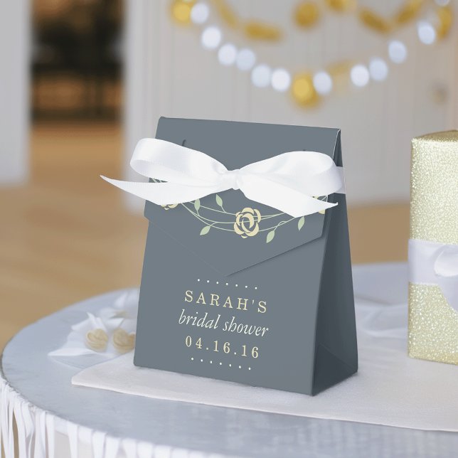 Yellow and Sage Green Floral Wreath Bridal Shower Favor Boxes (Creator Uploaded)