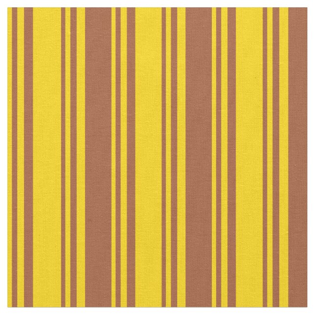 Yellow and Sienna Striped/Lined Pattern Fabric (Close Up)