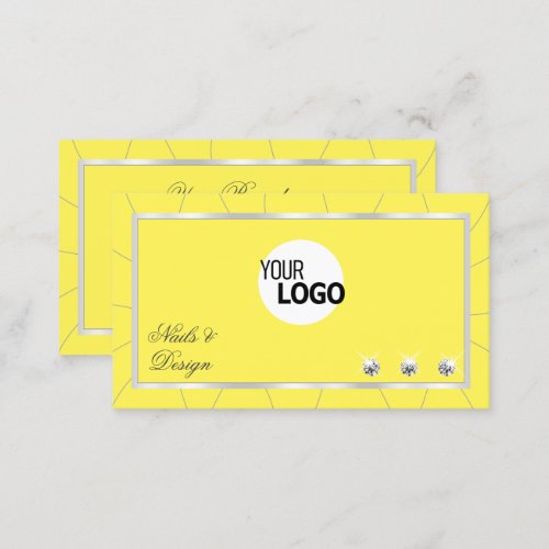 Yellow and Silver Frame with Luxe Diamonds  Logo Business Card