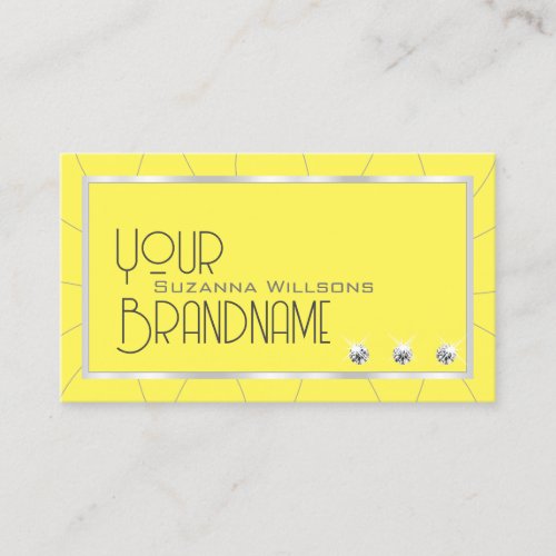 Yellow and Silver Frame with Luxe Diamonds Stylish Business Card