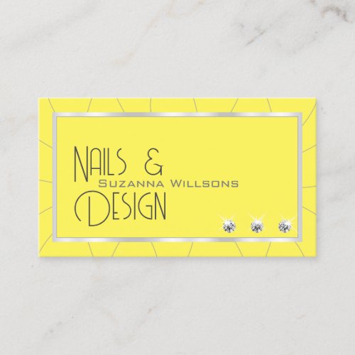 Yellow and Silver Frame with Noble Diamonds  Logo Business Card