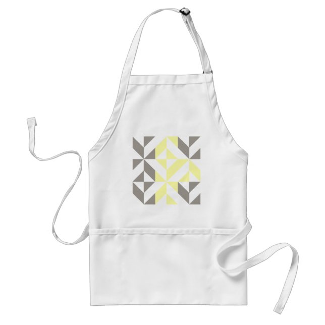 Yellow and Silver Geometric ZigZag Adult Apron (Front)