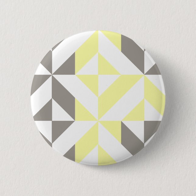 Yellow and Silver Geometric ZigZag Button (Front)