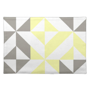 Yellow and Silver Geometric ZigZag Cloth Placemat