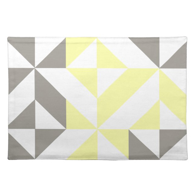 Yellow and Silver Geometric ZigZag Cloth Placemat (Front)