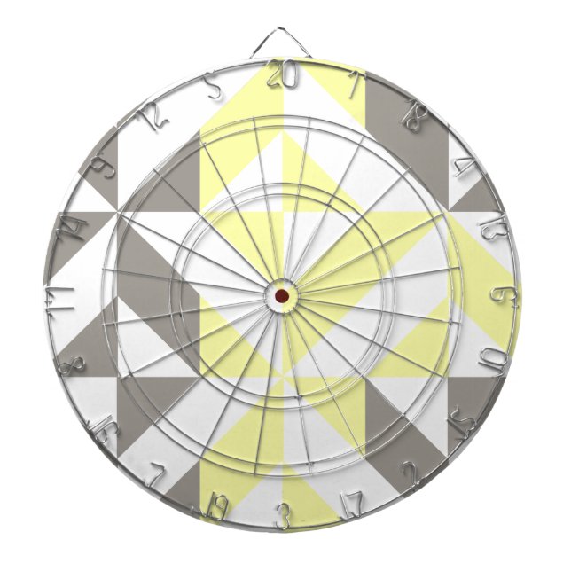 Yellow and Silver Geometric ZigZag Dart Board (Front)