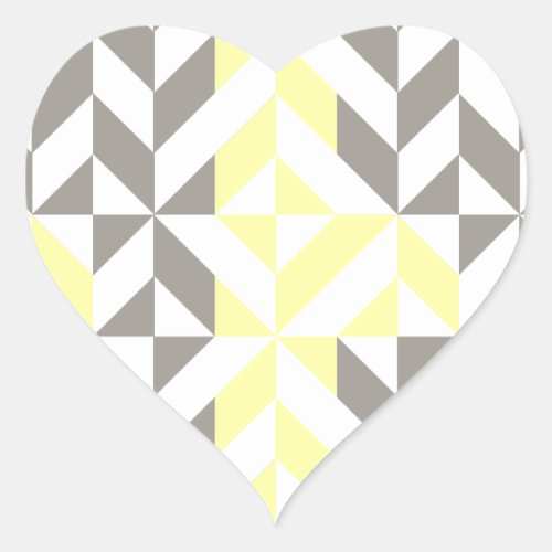 Yellow and Silver Geometric ZigZag Heart Sticker