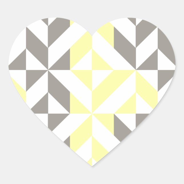 Yellow and Silver Geometric ZigZag Heart Sticker (Front)