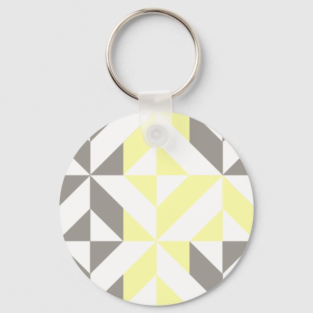 Yellow and Silver Geometric ZigZag Keychain (Front)