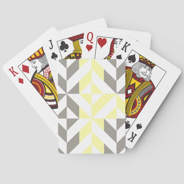 Yellow and Silver Geometric ZigZag Poker Cards (Back)