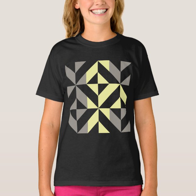 Yellow and Silver Geometric ZigZag T-Shirt (Front)