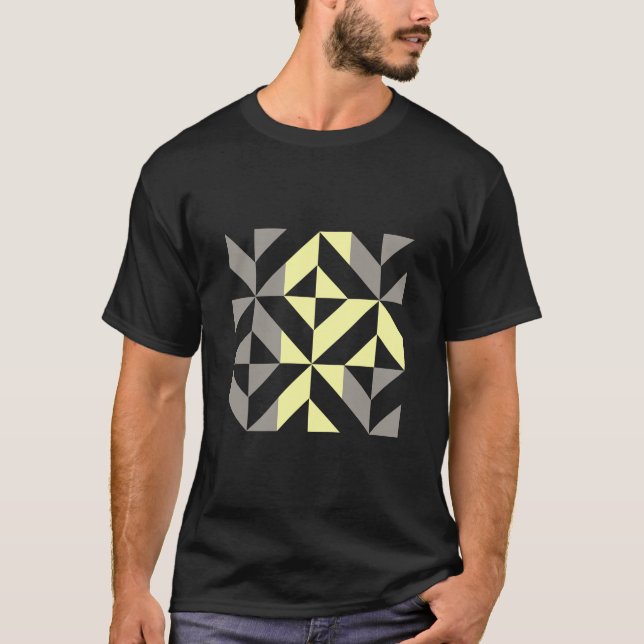 Yellow and Silver Geometric ZigZag T-Shirt (Front)