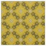 Yellow and Silver Grey Flower Pattern Fabric