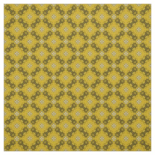 Yellow and Silver Grey Flower Pattern Fabric