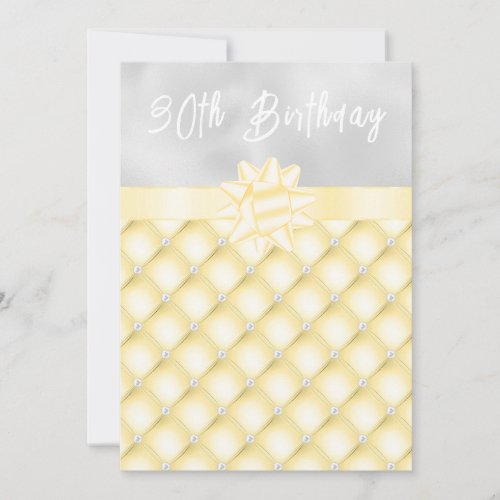 Yellow and Silver Tufted Pearls Birthday Party Invitation