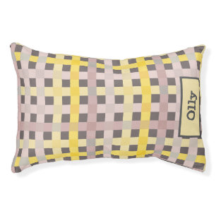 Yellow and Tan Plaid Personalize Pet Bed