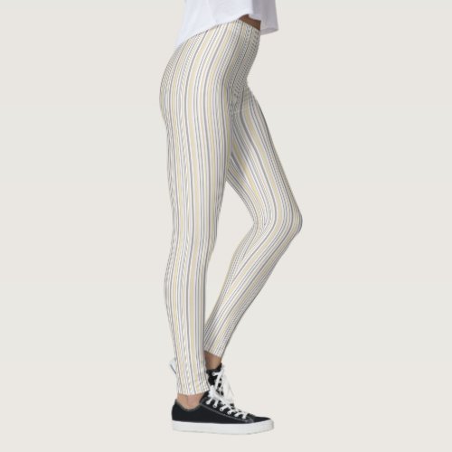 Yellow and Tan Striped Pattern Leggings