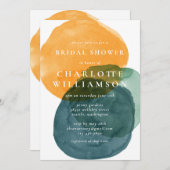 Yellow and Teal Abstract Watercolor Bridal Shower  Invitation (Front/Back)