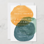 Yellow and Teal Abstract Watercolor Bridal Shower  Invitation (Front)