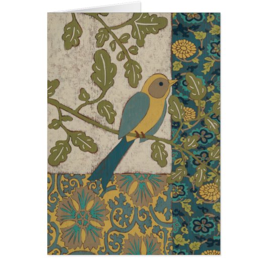 Yellow and Teal Blue Bird Perched on a Branch (Front)