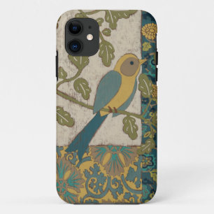 Yellow and Teal Blue Bird Perched on a  Branch iPhone 11 Case