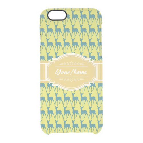 Yellow and Teal Deer Personalized Name Clear iPhone 66S Case