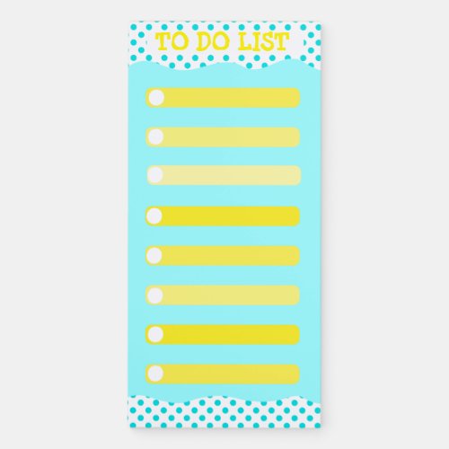 Yellow and Teal Polka Dot To Do List Refrigerator Magnetic Notepad