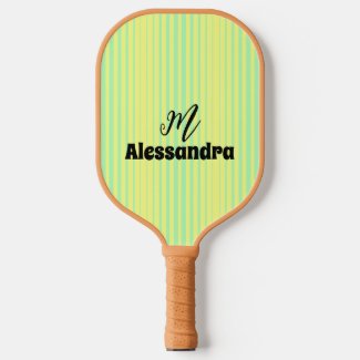 Yellow and teal stripes personalized pickleball pa