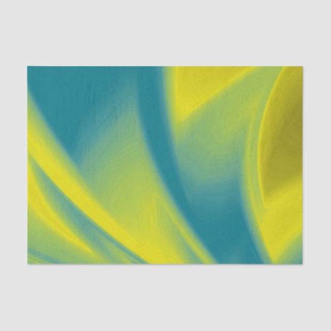 Yellow and Teal Swirl Tissue Paper (Front)