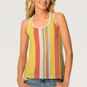 Yellow and Terracotta Stripes Women's Tank Top
