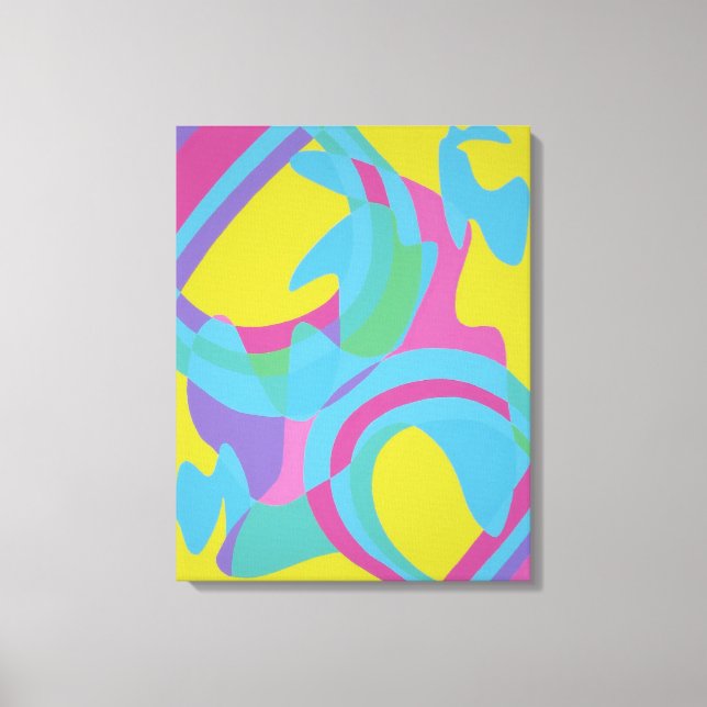 Yellow and Turquoise Motion Abstract Canvas Print (Front)