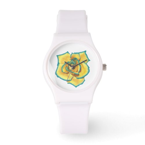 Yellow and Turquoise Rose Watch