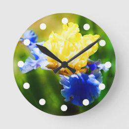 Yellow and Violet Iris Clock