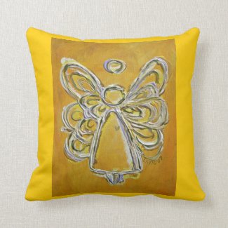 Yellow and White Angel Decorative Throw Pillow