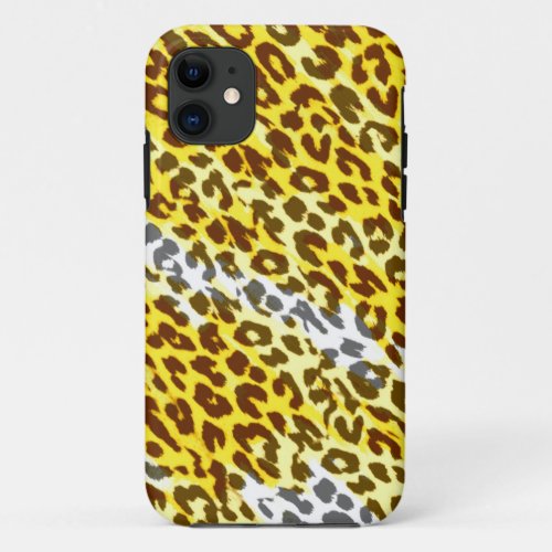 Yellow and white animal print texture of leopard iPhone 11 case