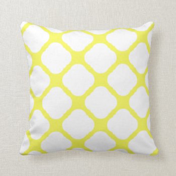 Yellow And White Art Deco Pattern Throw Pillow by PatternPlethora at Zazzle