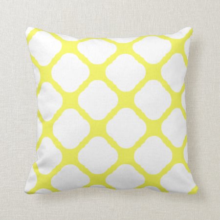 Yellow And White Art Deco Pattern Throw Pillow