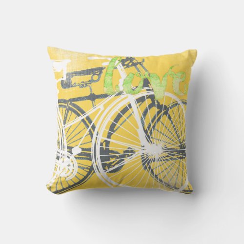 Yellow and White Bicycle Love Pillow