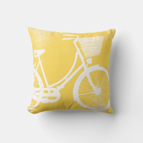 Yellow and White Bicycle Pillow