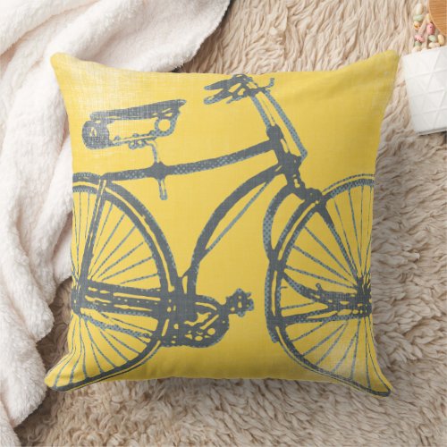 Yellow and White Bicycle Pillow