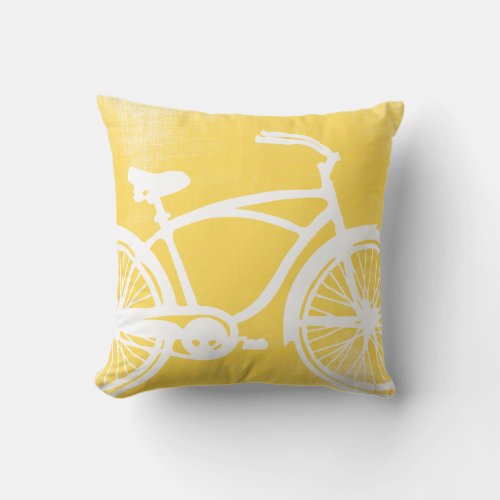 Yellow and White Bicycle Pillow