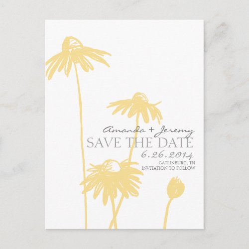 Yellow and White Black Eyed Susans Save the Date Announcement Postcard