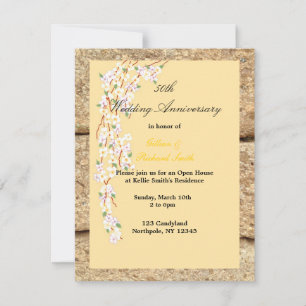 Yellow and White Blossom 50th Anniversary Invitation