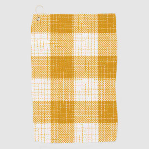 Yellow and White Bold Checkered Plaid Design Golf Towel
